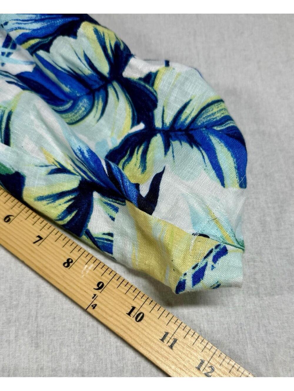 Chico's Cardigan‎ Sz 3 Women XL Blue White 100% Linen Open Front Roll Up Sleeve - Picture 11 of 11